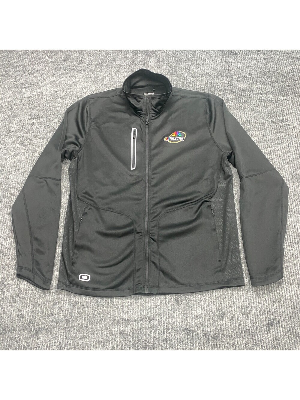 OGIO Endurance Full Zip Jacket Mens Medium Black Nascar Embroidered Poly Blend